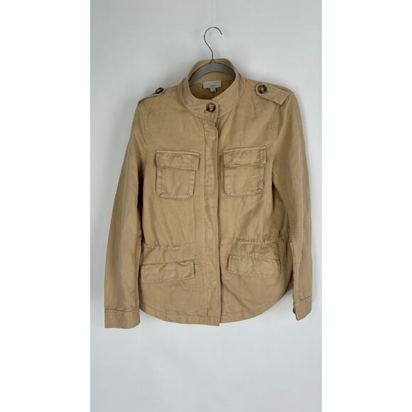 Loft Twill Cargo Utility Jacket Womens Size Small Cotton Linen Long Sleeve New - Picture 2 of 12
